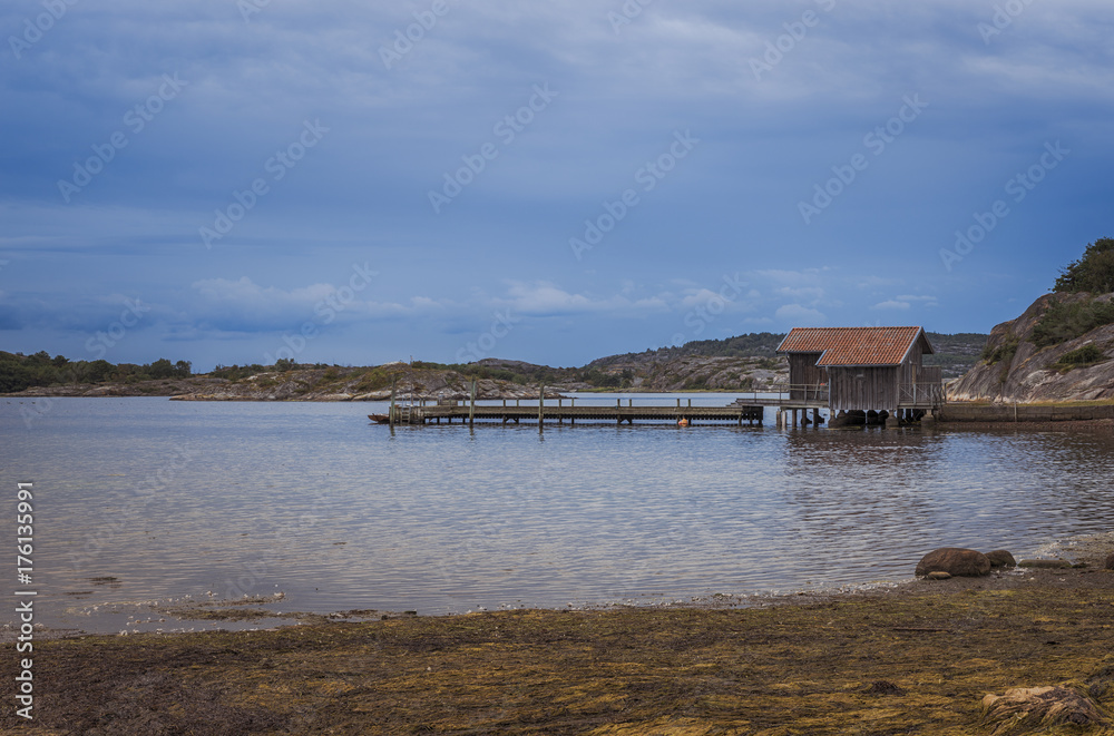 wooden pier on the swedish coast