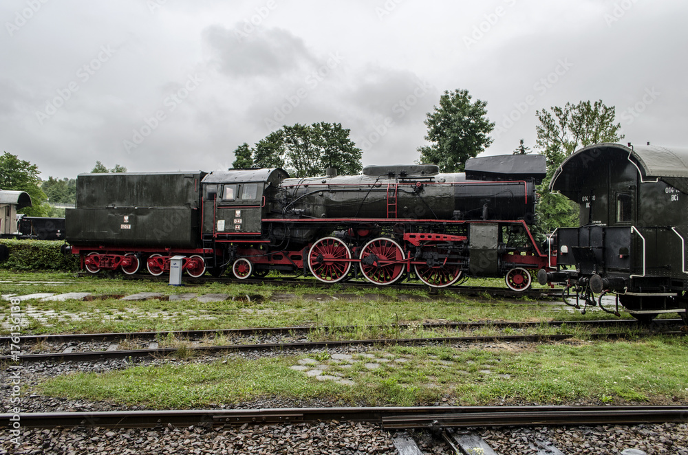 Naklejka premium lokomotywa, pociąg, wagon, stacja 