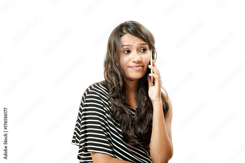 Indian young girl with smartphone Indian young girl with smartphone