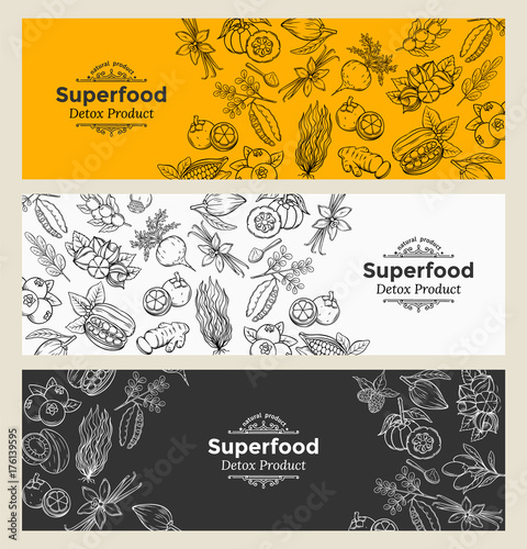 sketch superfood icons set