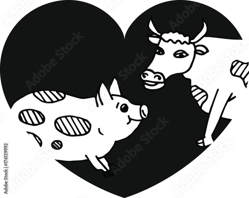 Pig and cow logo