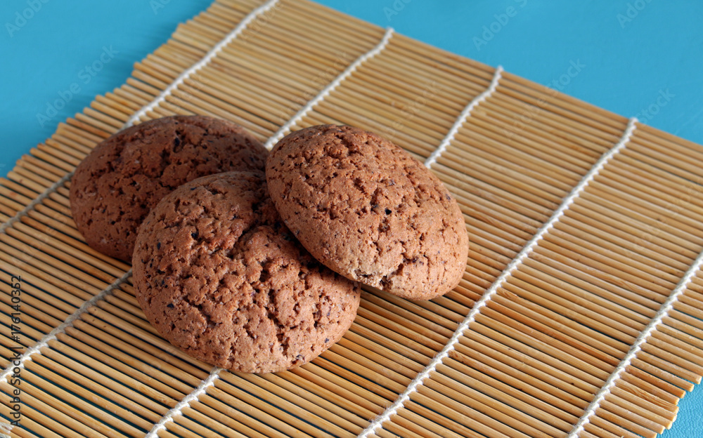 Fototapeta premium Three homemade oatmeal cookies