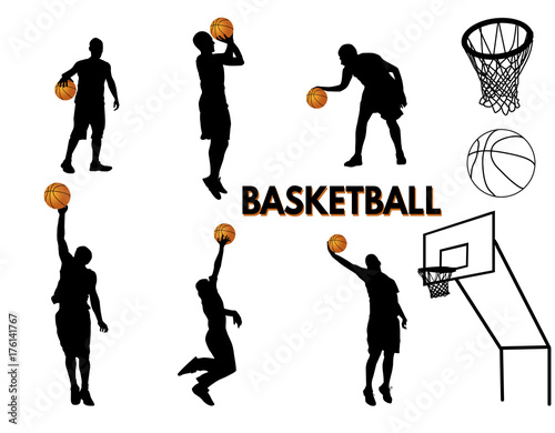 Basketball players silhouette