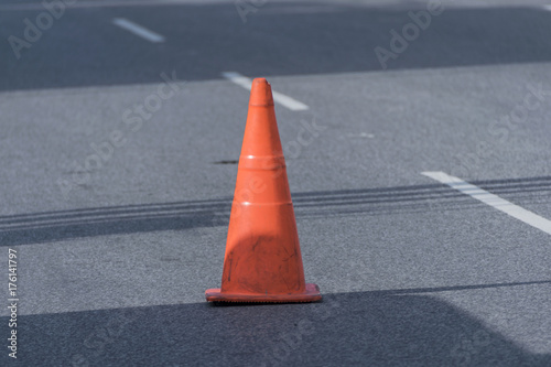 Cone to order road traffic in central america, Guatemala.
