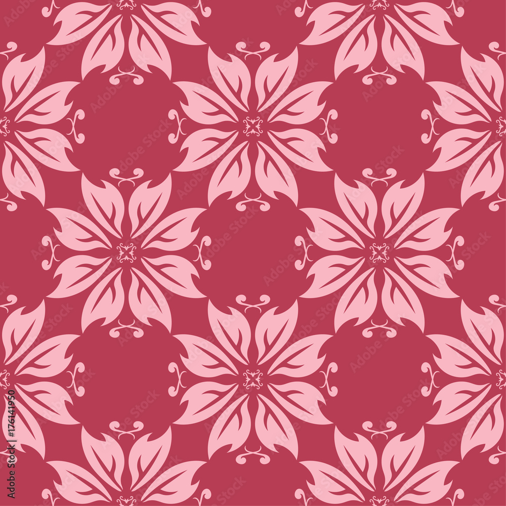 Cherry pink floral seamless pattern