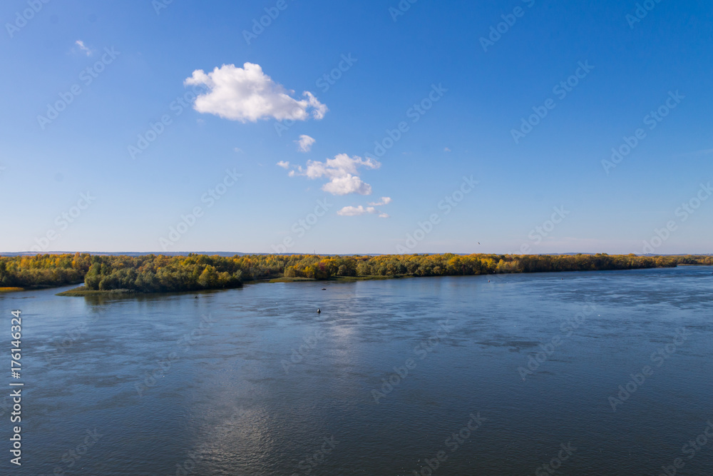 Fototapeta premium View on the river Dnieper on autumn