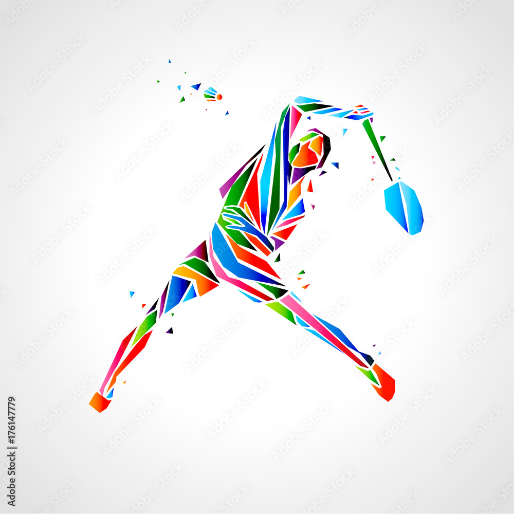 Badminton player abstract vector eps illustration Stock Vector | Adobe Stock