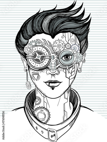 steampunk girl illustration