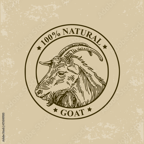 Goat label. Vector illustration.