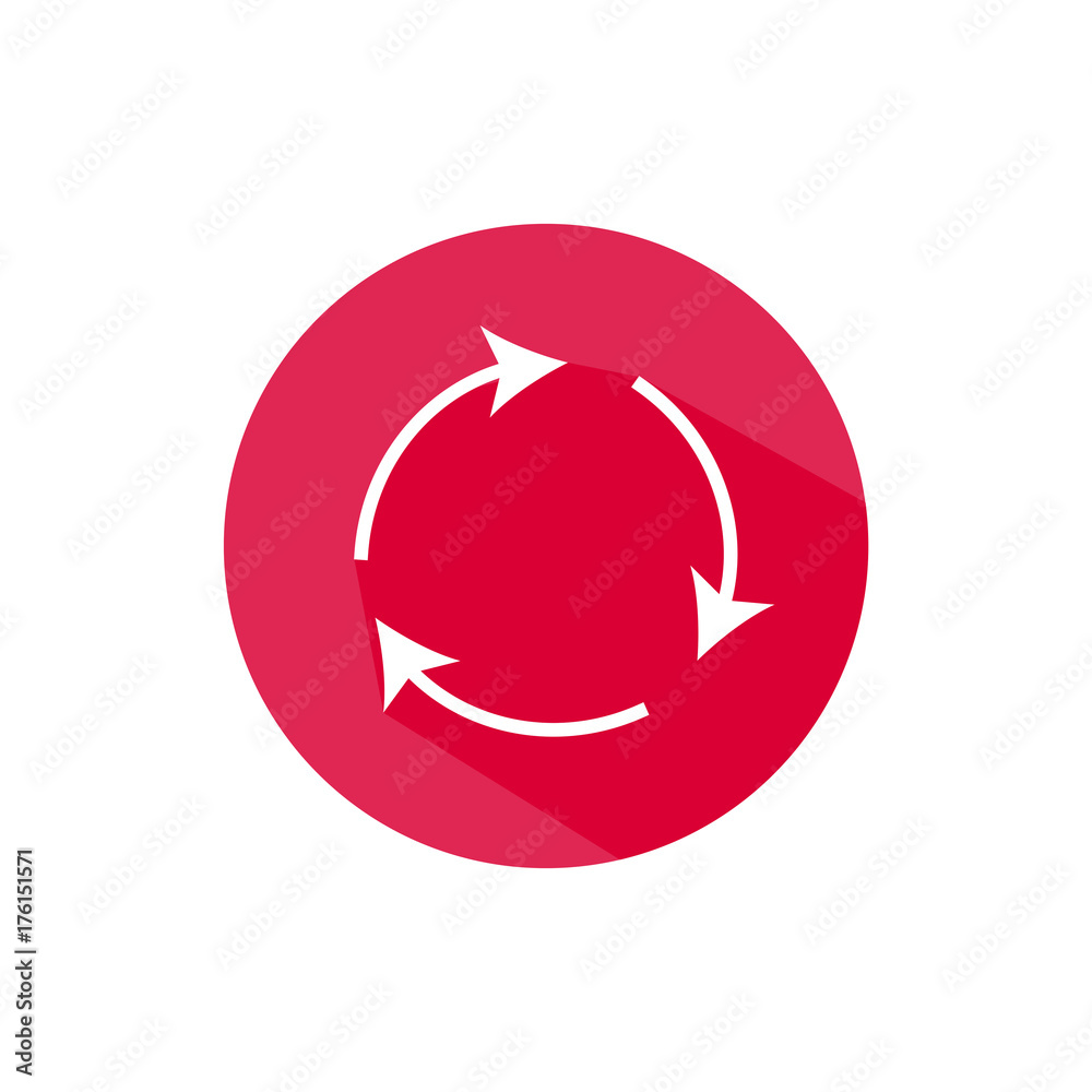recycling arrows round icon long shadow vector recycling arrows round icon long shadow vector