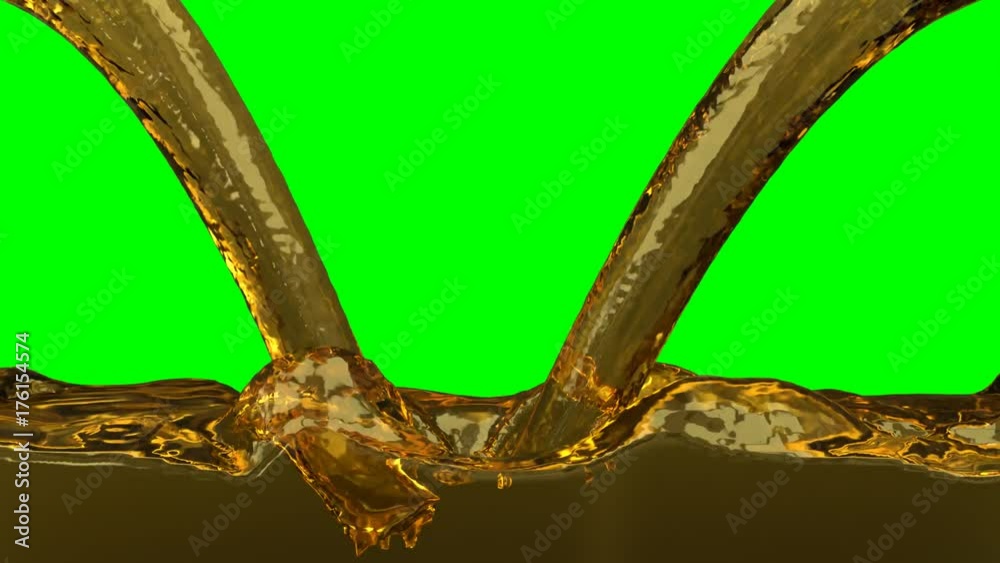 Animated pouring automotive oil or engine oil and splashing quickly ...