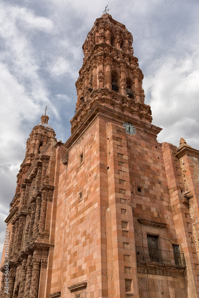 Fototapeta premium colonial church tower in Zacatecas Mexico built in 'Churrigueresque' style