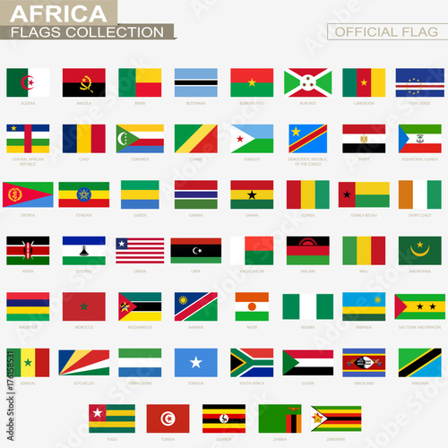 National flag of African countries, official vector flags collection.