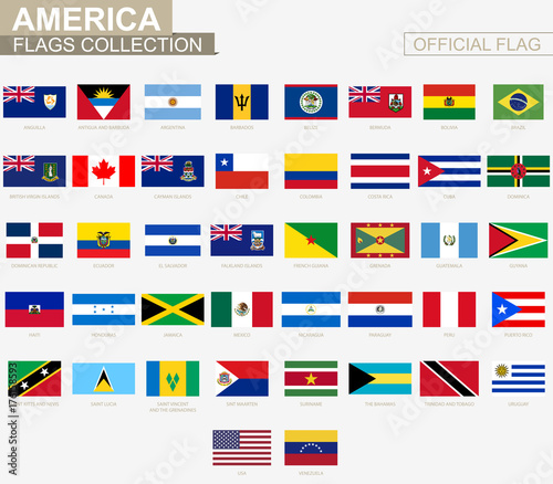 National flag of American countries, official vector flags collection.