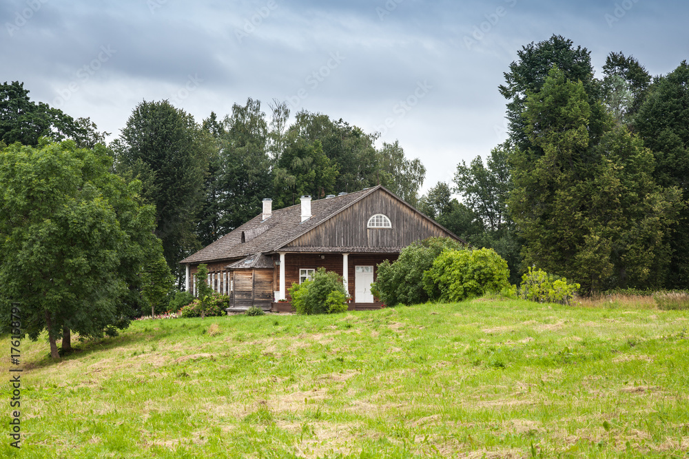 Summer landscape with old wooden house Summer landscape with old wooden house