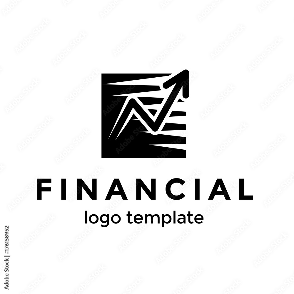 Financial logo design template. Good progress of increase money or success logo symbol with arrow vector illustration Financial logo design template. Good progress of increase money or success logo symbol with arrow vector illustration