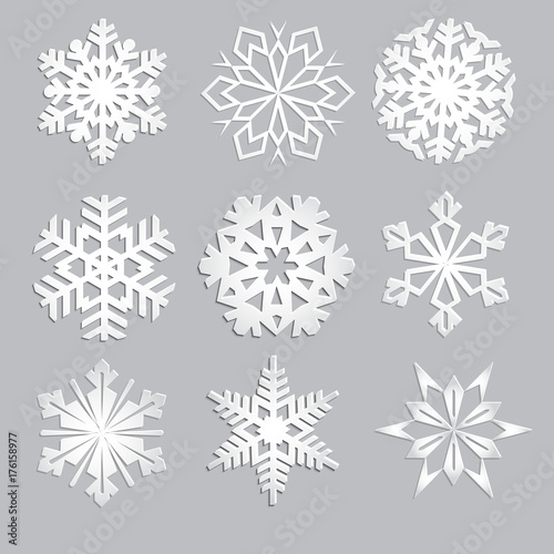 Set of snowflakes. Fine winter ornament. Snowflake collection photo