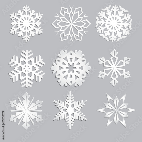 Set of snowflakes. Fine winter ornament. Snowflake collection