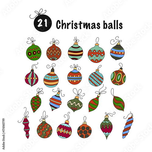 Set of color vector Christmas icons. 