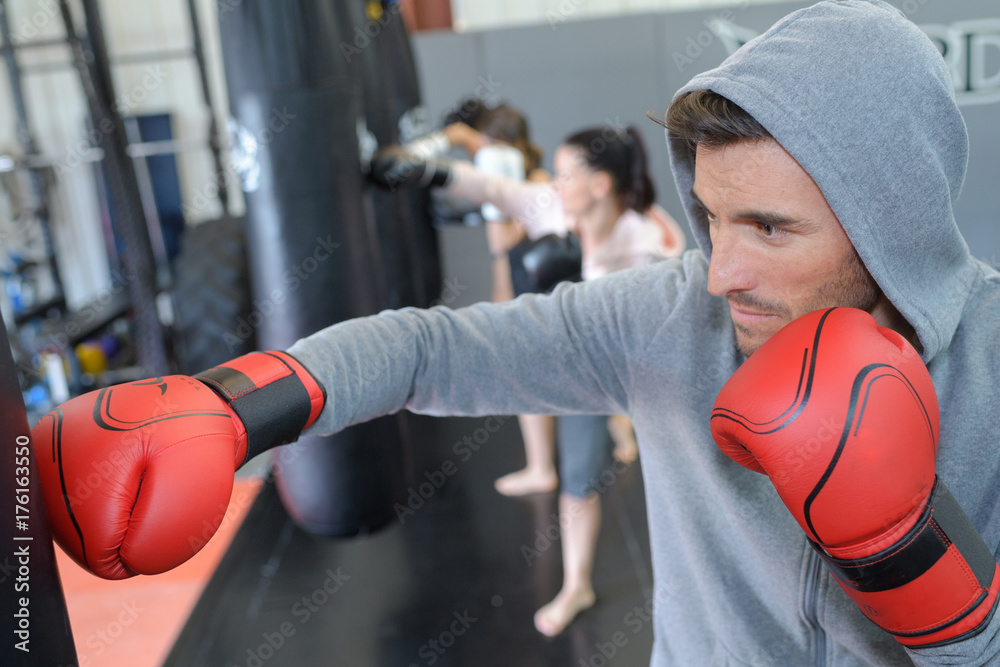 handsome masculine athlete boxer fighter training