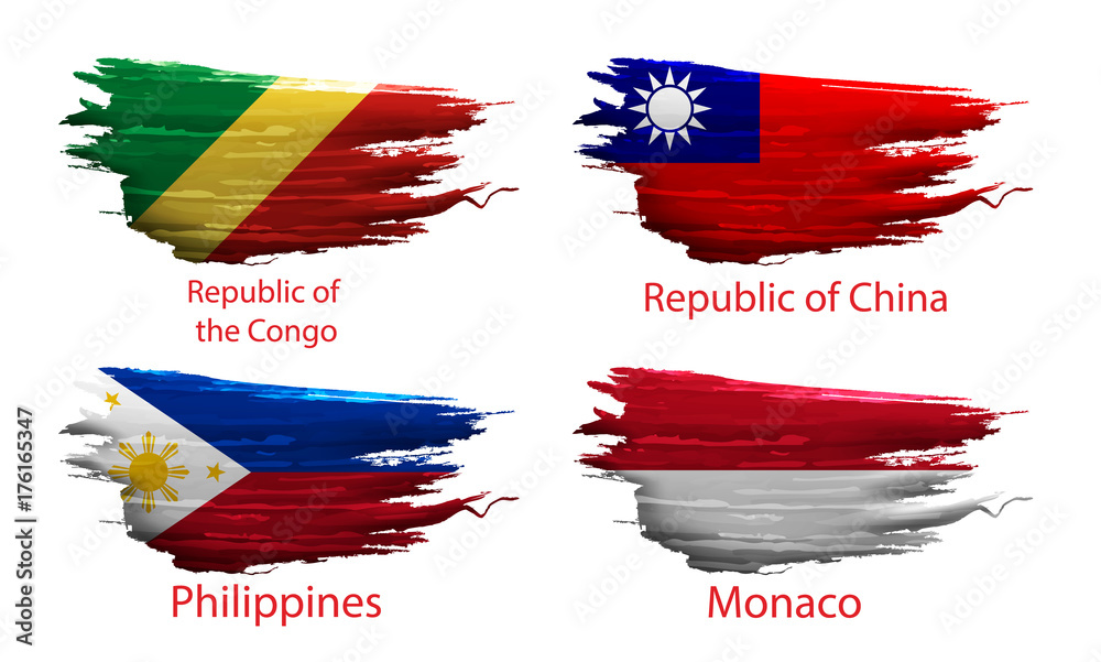 set smear paint of flag on white background set smear paint of flag on white background