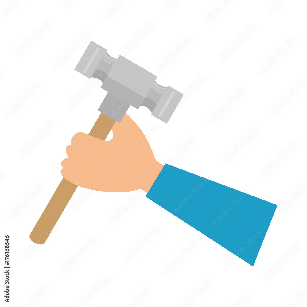 hand with hammer tool isolated icon hand with hammer tool isolated icon