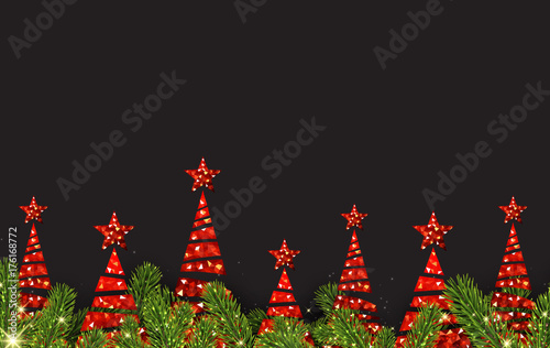 Background with red abstract Christmas trees.