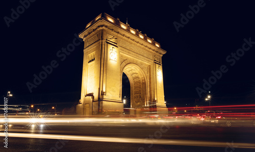 Bucharest Triumphal Arch (Arcul de Triumf) in the capital of Romania - Landmark Historic Monument