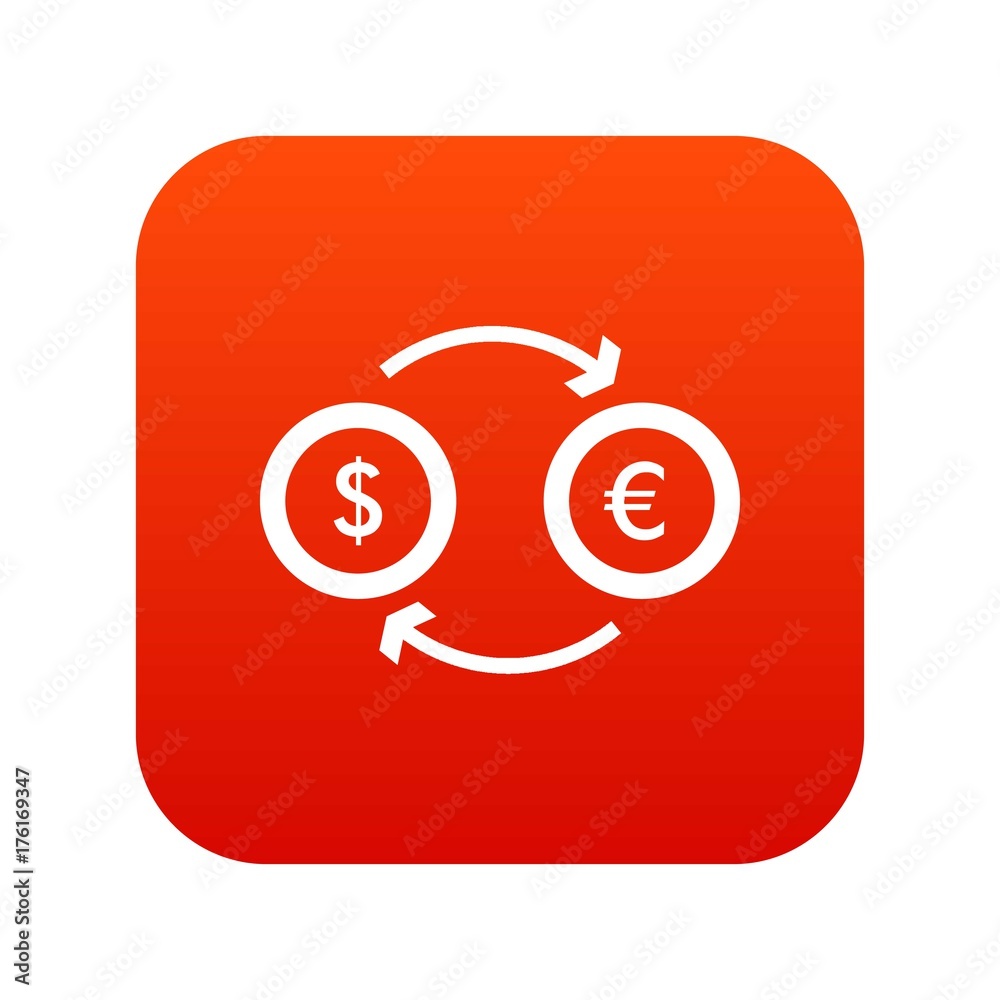 Euro dollar euro exchange icon digital red Euro dollar euro exchange icon digital red