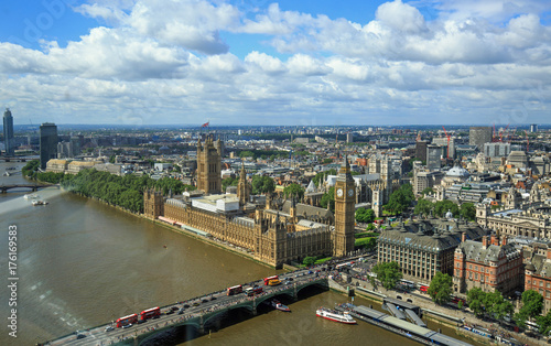 aerial view of Houses of parliament and Big Ben