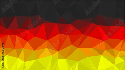 Official national flag of Ireland, vertical tricolor. Stylized polygonal triangle background of flag of Ireland, low poly illustration.
