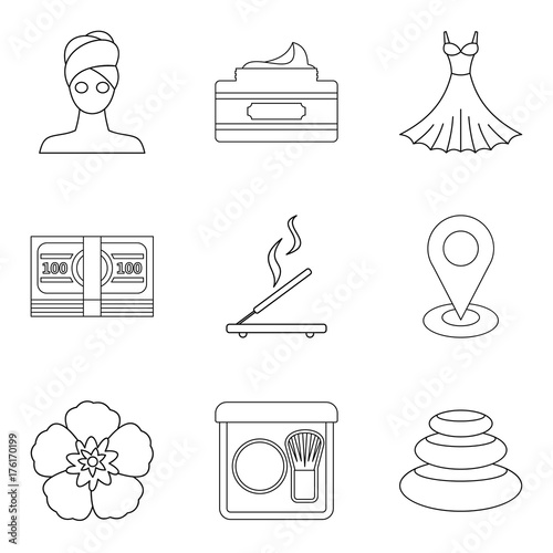 Massagist icons set, outline style