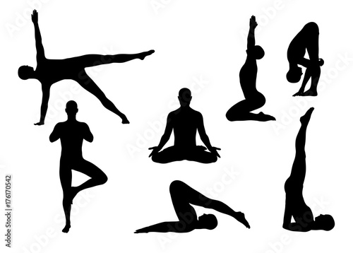 Vector yoga silhouettes