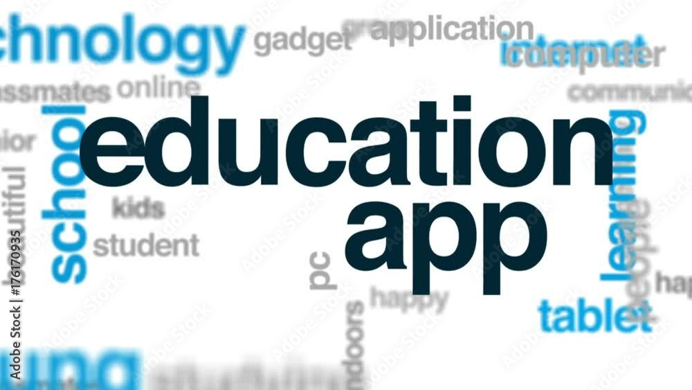 Education app animated word cloud, text design animation. Education app animated word cloud, text design animation.