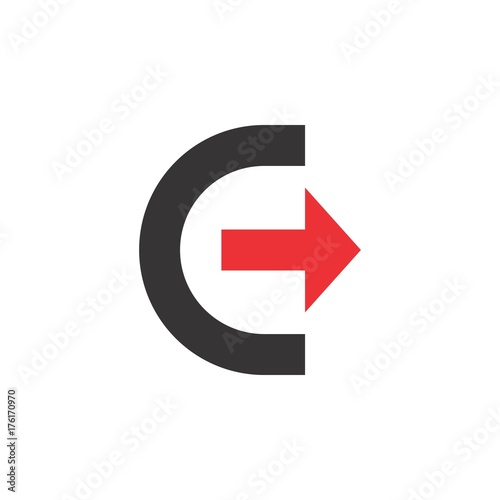 c and e letter with arrow logo