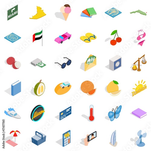 Bikini icons set, isometric style