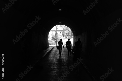 People in the tunnel
