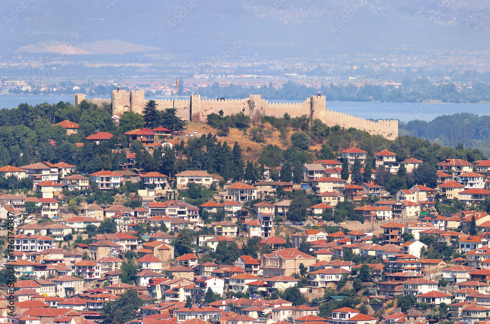 Ohrid town aerial in Republic of Macedonia