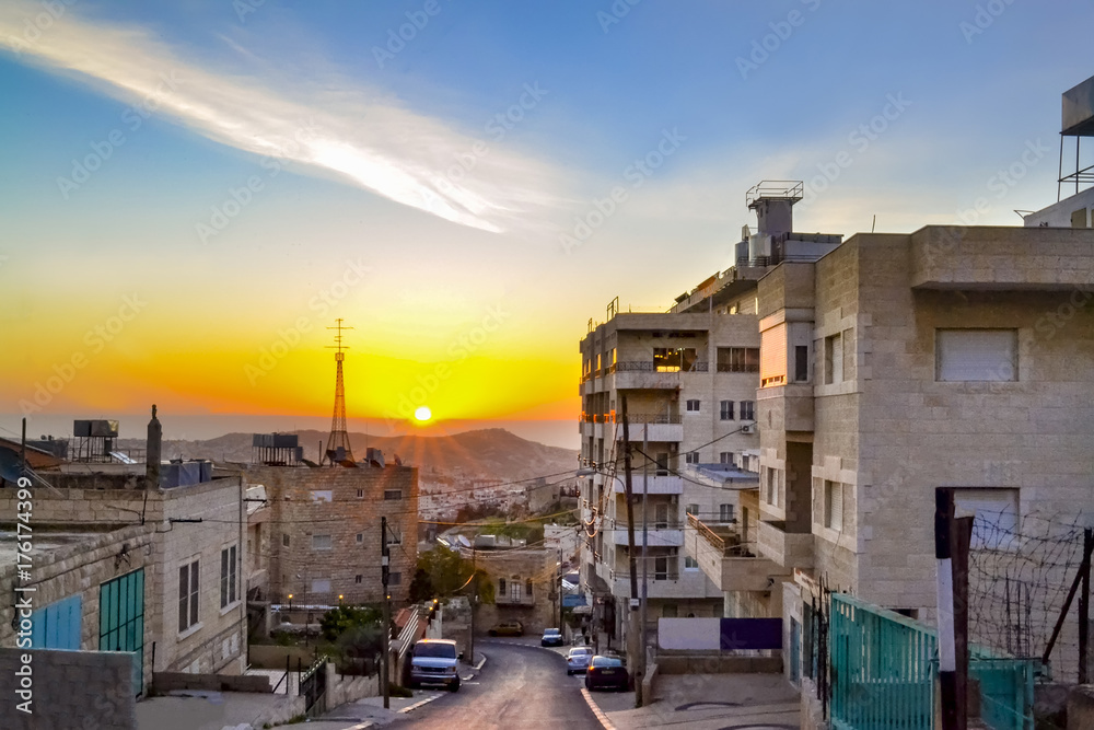 Fototapeta premium View of Jerusalem city at sunset, Israel