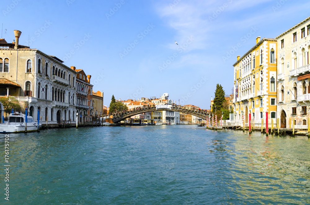 VENICE, ITALY - circa MAR, 2015: Water view at Canal Grande and ponte Accademia, Venice