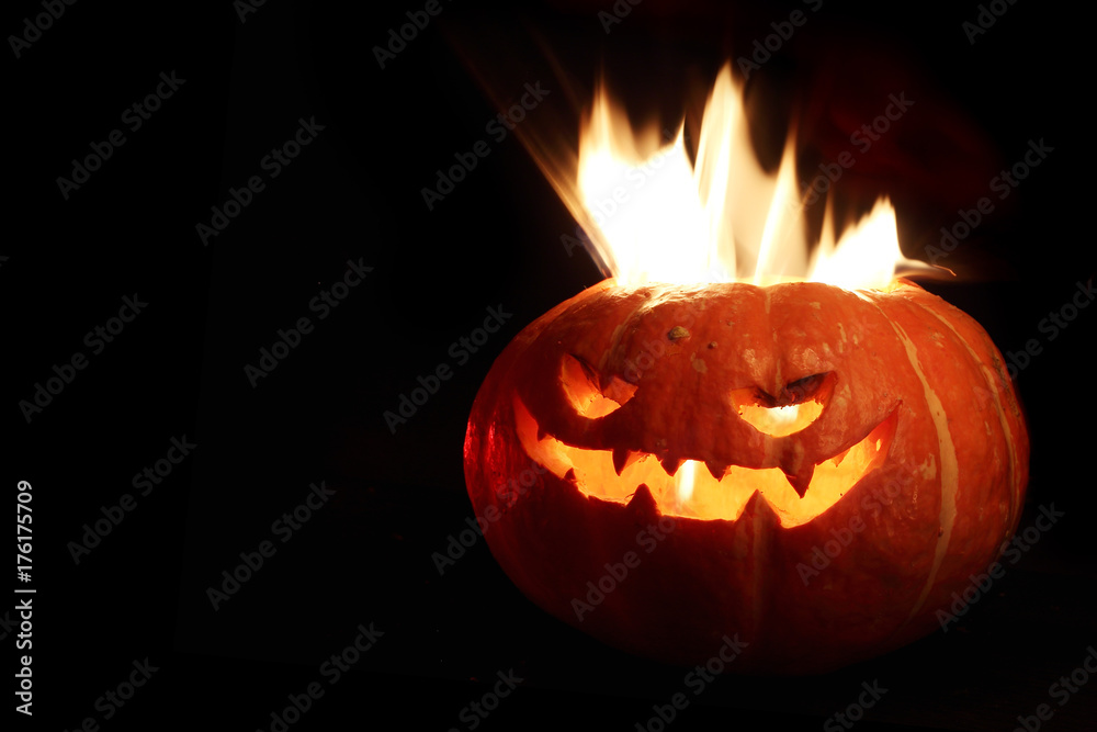 Burning Halloween pumpkin Burning Halloween pumpkin