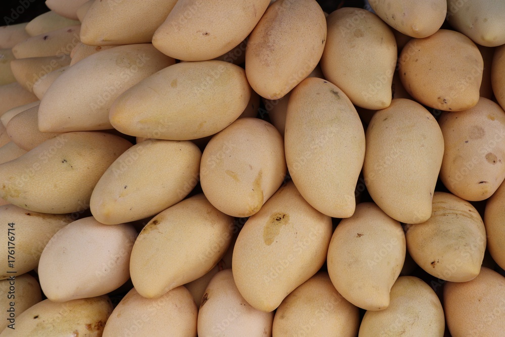 Mango tropical fruit on shelf traditional Thailand market Mango tropical fruit on shelf traditional Thailand market