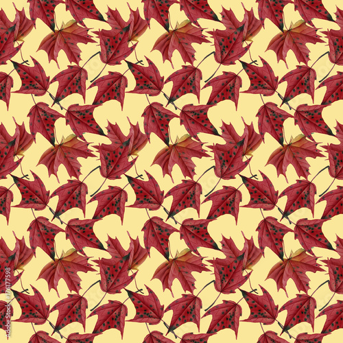 Maple leaves watercolor seamless pattern