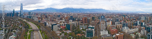 Santiago de Chile Aerial Panoramic View of City Skyscrapers Mountains Landscape photo