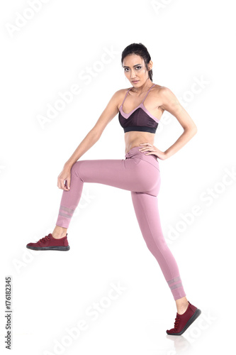 Fitness Girl in Sexy Cute Sport Bra black spandex © Jade