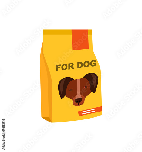Dog preserved food pack icon. Pet store element, vet care accessory isolated vector illustration in flat style.
