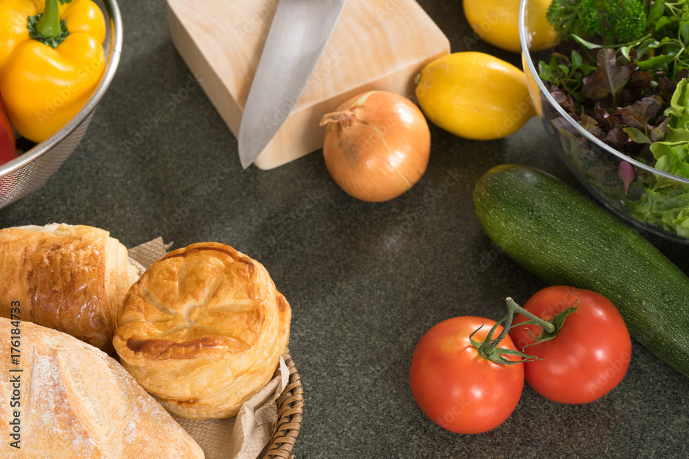 Home modern kitchen prepare raw food product Home modern kitchen prepare raw food product