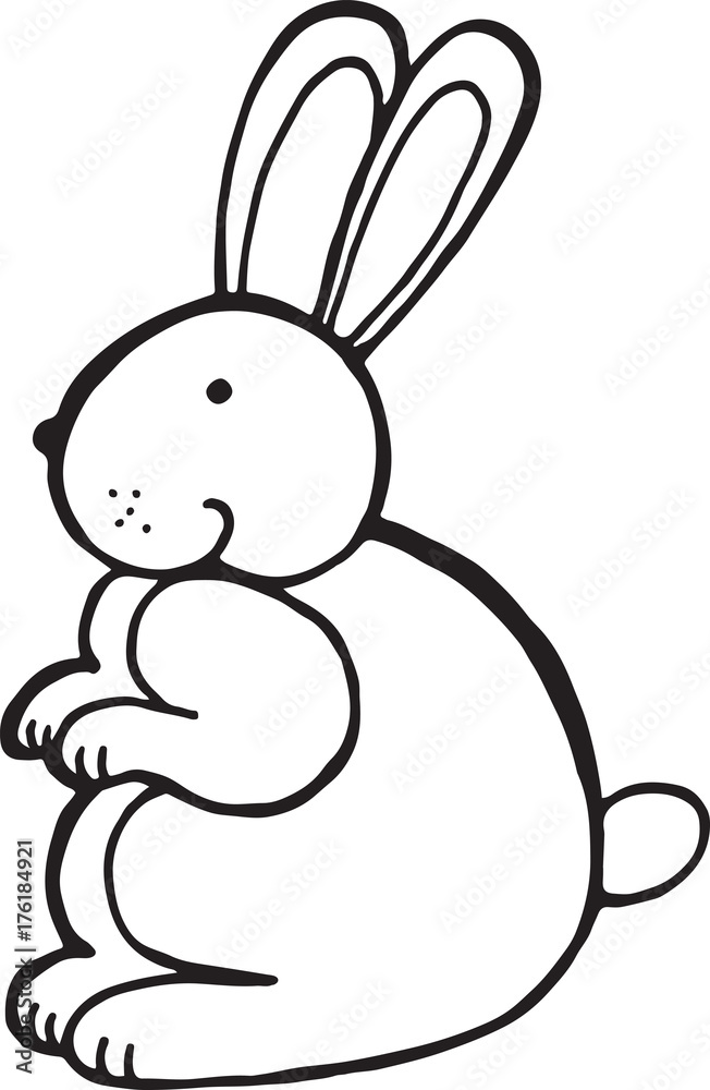 Forest animal rabbit doodle cartoon simple illustration. kids drawing style  coloring page Stock Vector | Adobe Stock
