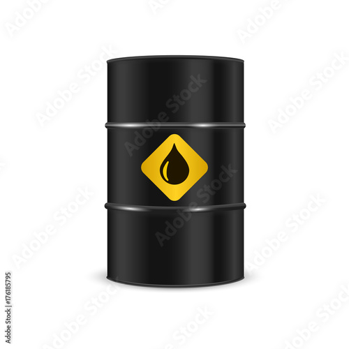 Blank realistic black oil barrel. Vector