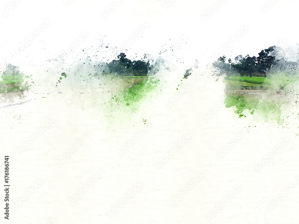 Obraz Abstrakcjonistyczny Kolorowy drzewa i krajobrazu drzewo na akwarela obrazu tle.